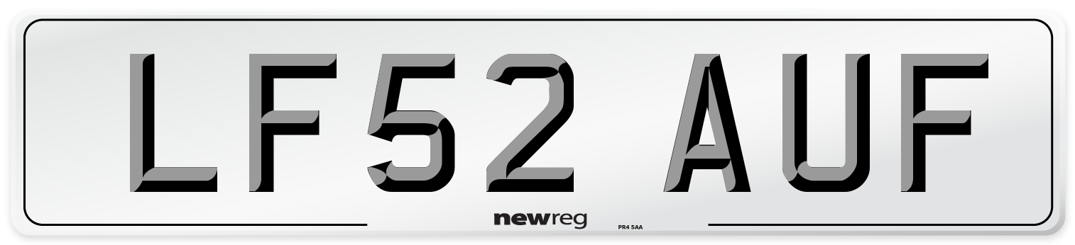 LF52 AUF Number Plate from New Reg
